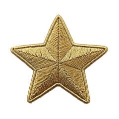 Golden embroidered star patch on a plain background isolated on png transparent background, cut out