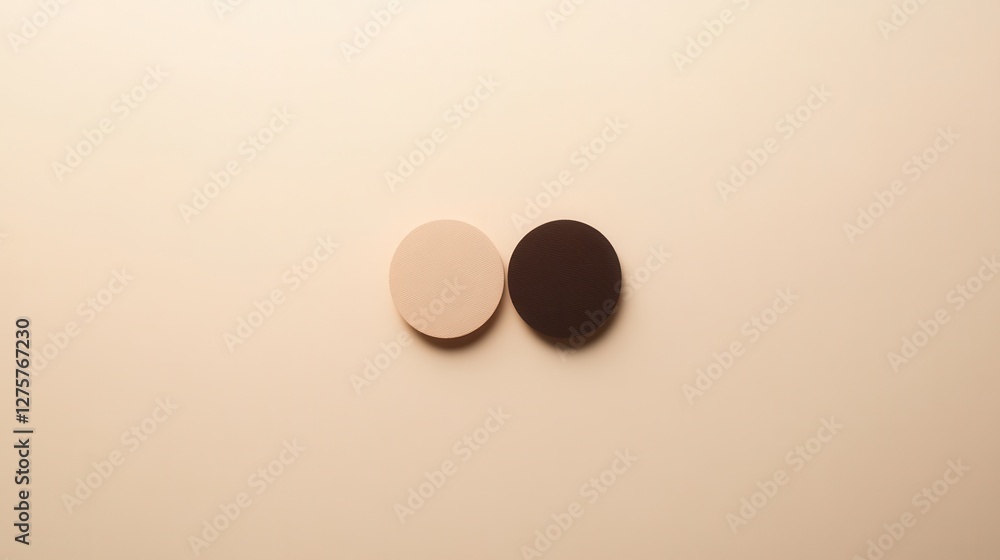 Poster minimalist composition of circular shapes in soft tones on a light background