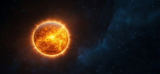 Obraz premium Spectacular Sun and Nebula in Deep Space Render Illustration