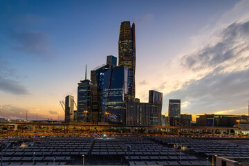 Beautiful New Riyadh Skyline after sunset. Riyadh city towers in Saudi Arabia