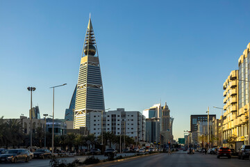 Saudi Arabia, Riyadh, Al Faisaliyah Center Tower, view from street
