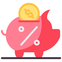piggy bank vector flat icon