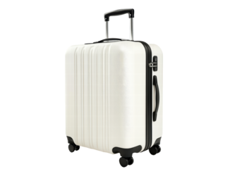 Isolated White Rolling Suitcase
