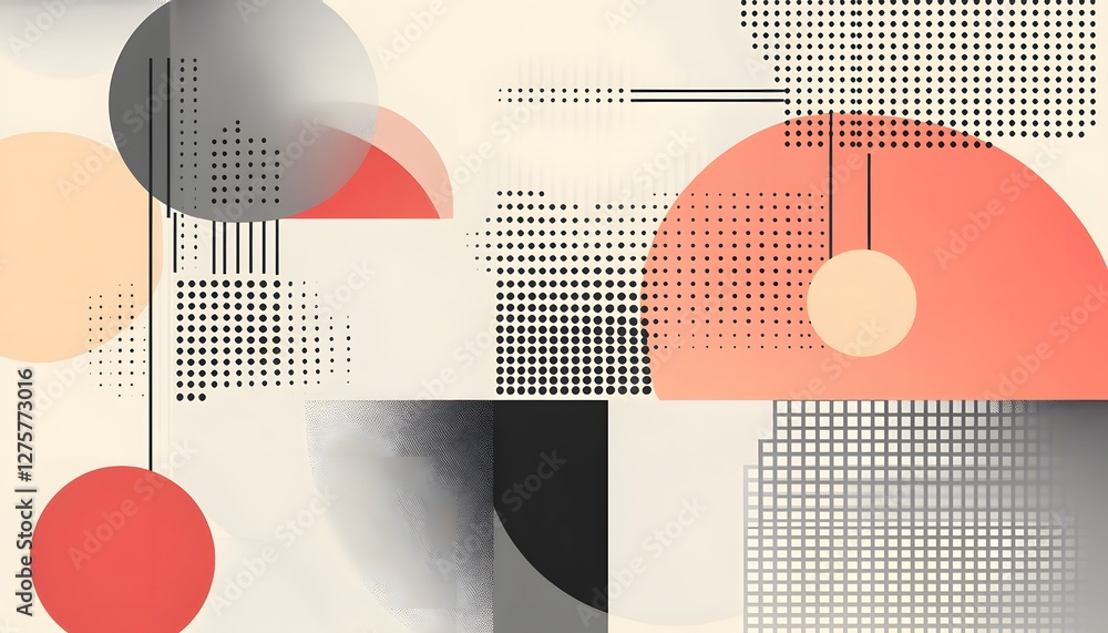 Poster abstract geometric design with circles and dots