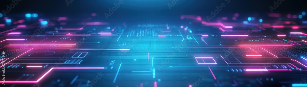 Aufkleber Futuristic background featuring vibrant neon lights in various colors and abstract patterns