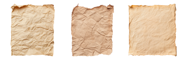 Textured Crumpled Paper s for Design Use Isolated on transparent background