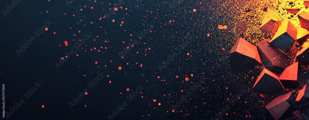 Aufkleber Abstract Dark Background Orange and Black Geometric Shapes Exploding
