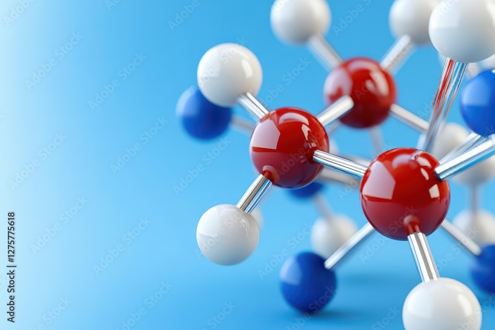 Poster 3d illustration of science background molecule and atom model