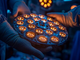 blur scalpel and blur hands, operating room light