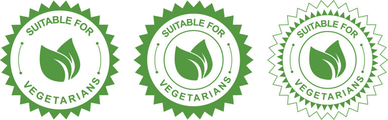 Suitable for Vegetarians stamp sticker with Leaves icon vector
