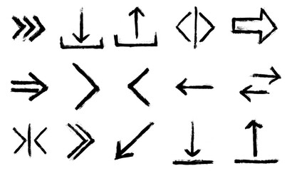 Arrow Grunge Brush Stroke Drawing Vector Set