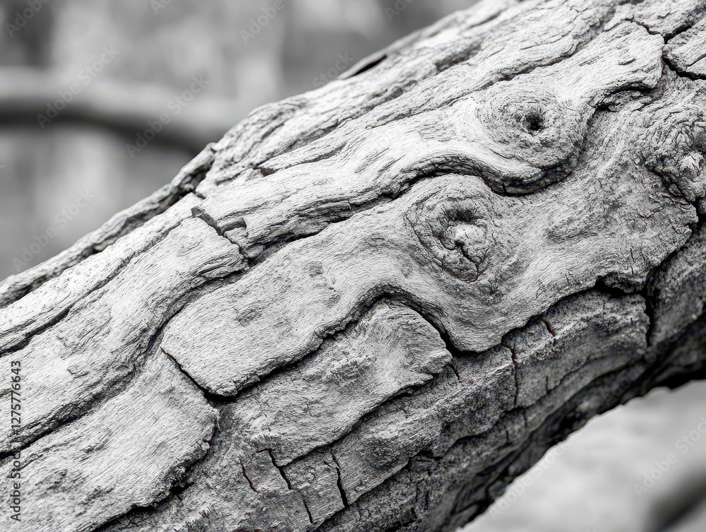 Poster close up of a tree branch isolated on a black and white background in nature photography