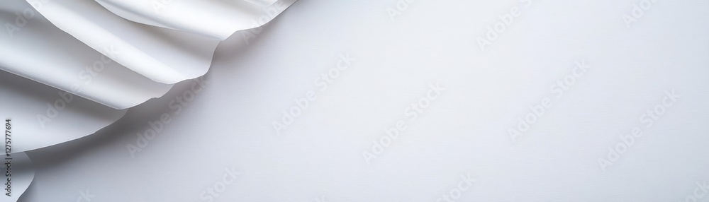 Poster A closeup of a delicate white paper texture, soft and subtle, with light shadows creating gentle depth, minimalistic and elegant, perfect for a clean, modern design background