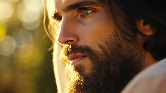 A tranquil depiction of Jesus Christ exuding love and kindness.