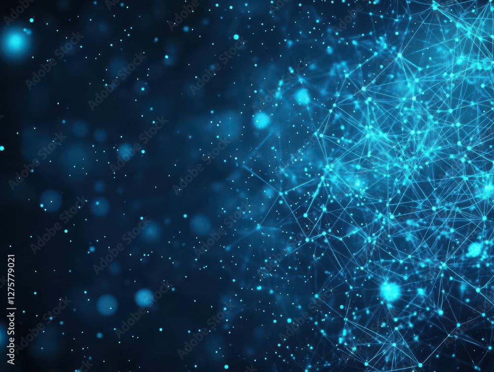 Poster Abstract technology background featuring connected lines and dots in a digital network design