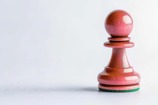 A fusia pink wooden chess pawn on a white background