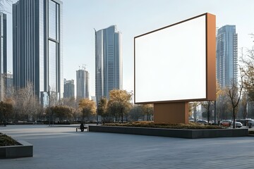 Obraz premium Large Blank Billboard in a Modern Cityscape for Effective Advertising