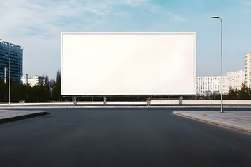 Obraz premium Blank Billboard Next to the Highway with Scenic Background