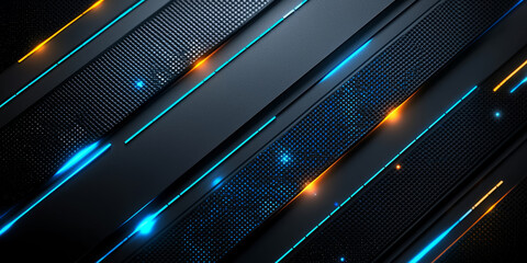 glowing cyan edges, sleek modern tech background on black space