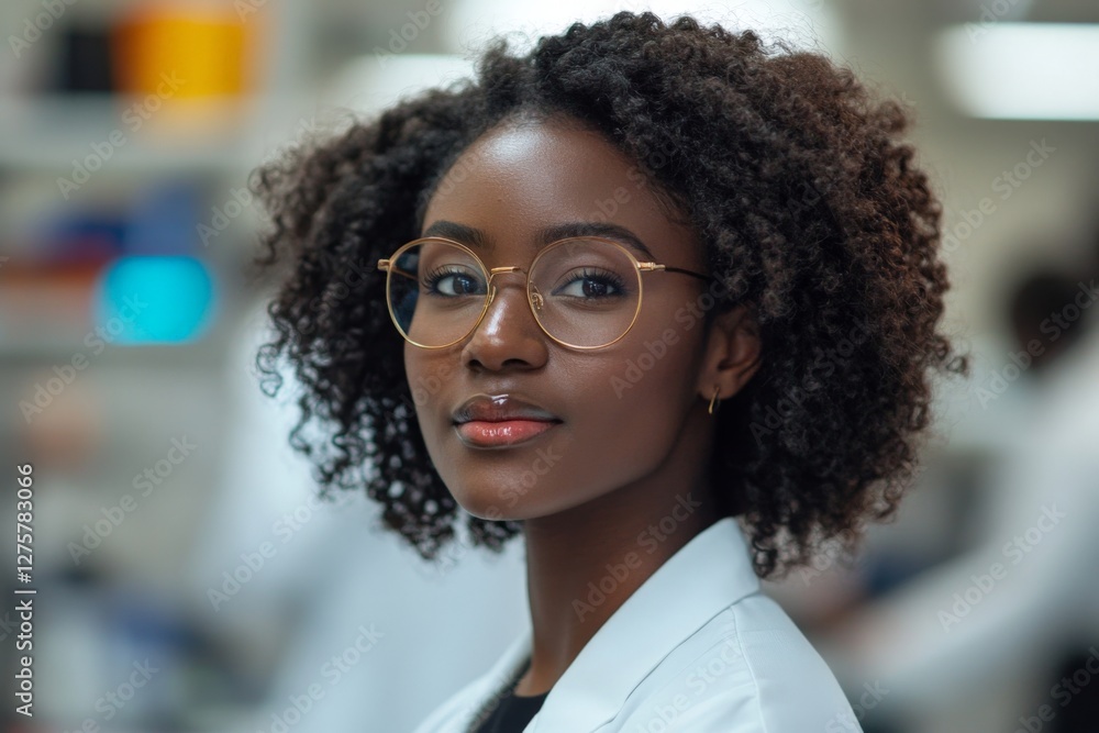 Leinwandbilder young scientist in a laboratory setting smiles confidently while working on research and experiments