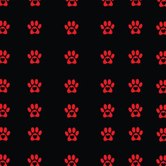 Dog footprints With Love seamless pattern On Black Background