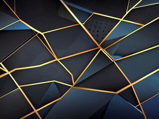 Abstract Geometric Design: Dark Blue and Gold Triangles