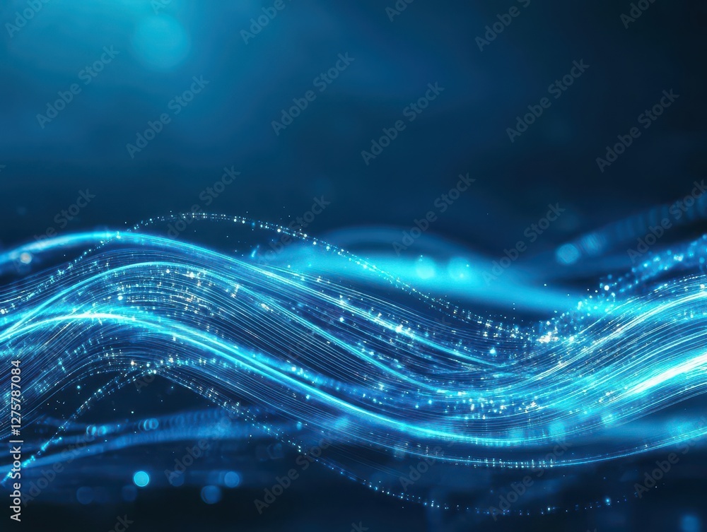 Aufkleber a stunning abstract wave design with flowing blue light, evoking a sense of technology and innovatio