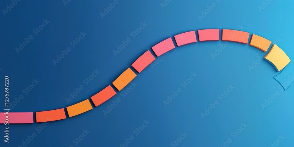 Poster successful project management timeline concept. abstract colorful wave design with blocks on a blue 