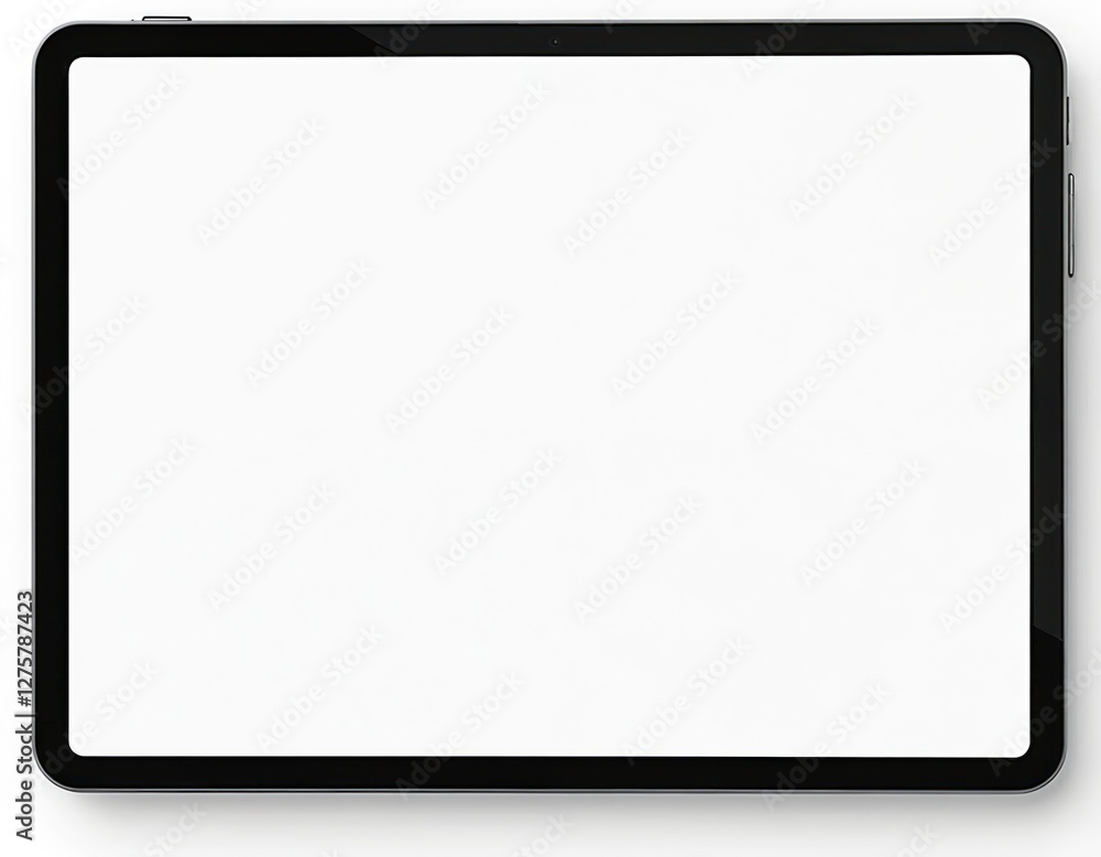 Aufkleber White tablet PC mockup template with blank screen. Portable isolated device. Digital minimalistic modern sleek design. Rectangular frame. Touch screen slim computer for business and work.