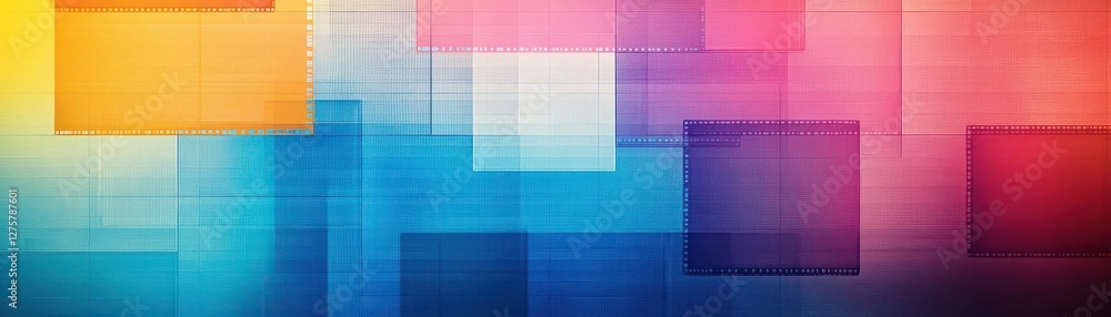 Aufkleber colorful geometric background with overlapping squares in various vibrant colors and shapes
