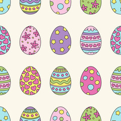Seamless pattern for Easter. Colorful decorated eggs.
