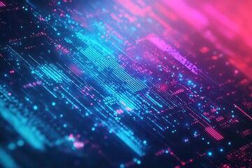 Obraz premium Abstract technology background featuring glowing lines and dots in a network pattern