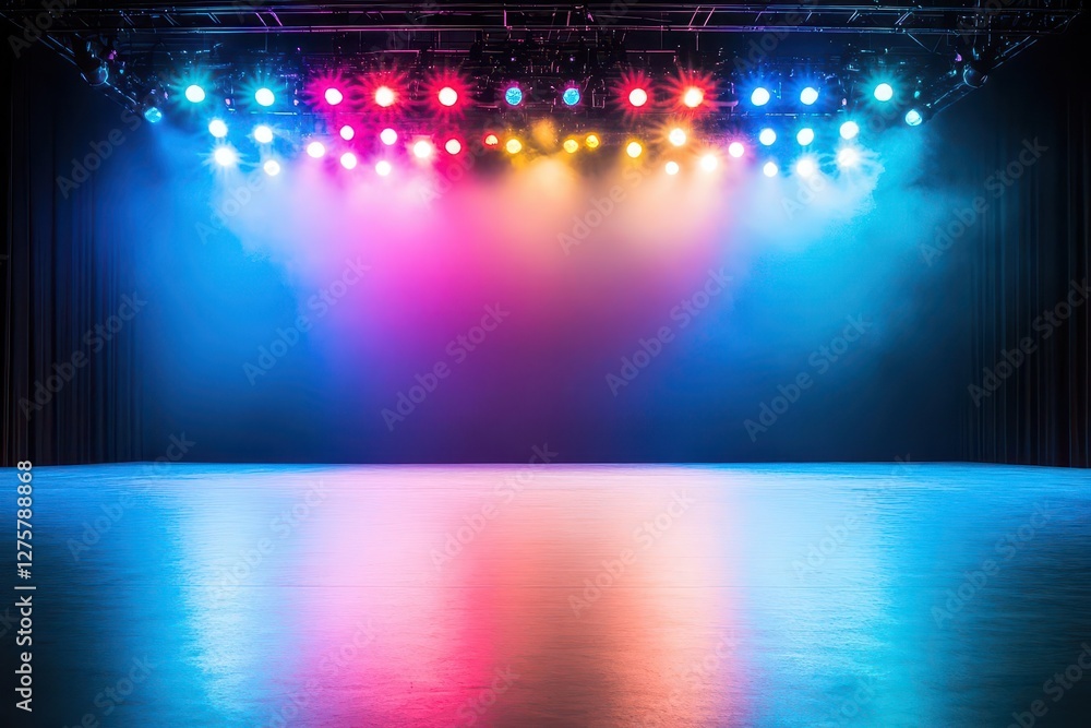 Poster a vibrant free stage illuminated by colorful lights