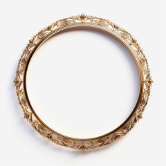 Elegant round gold frame with intricate floral designs, perfect for displaying art or photographs. Its vintage style adds touch of sophistication to any decor
