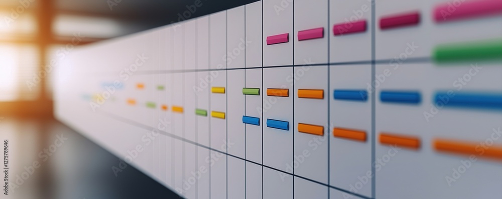 Aufkleber successful project management timeline concept. abstract close-up of organized colorful data visuali