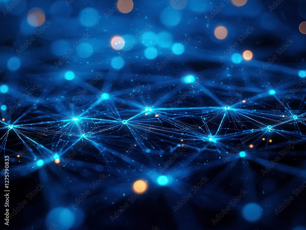 Poster glowing futuristic digital design of a network server digital transformation and customer experience