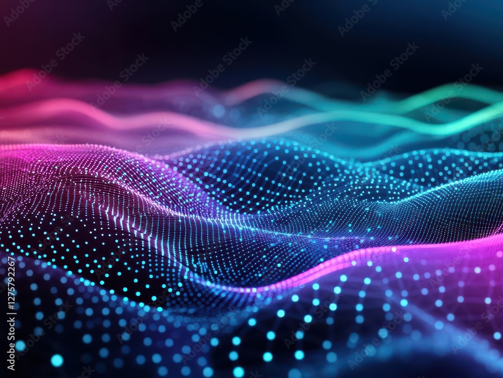 Fototapete abstract composition of interconnected dots with gradient lines