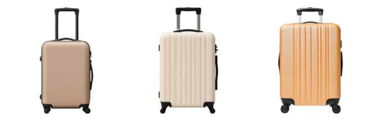 Various Stylish Luggage Designs for Travel Enthusiasts Isolated on transparent background