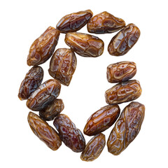 Fresh dates arranged in a circular pattern on white isolated on png transparent background, cut out