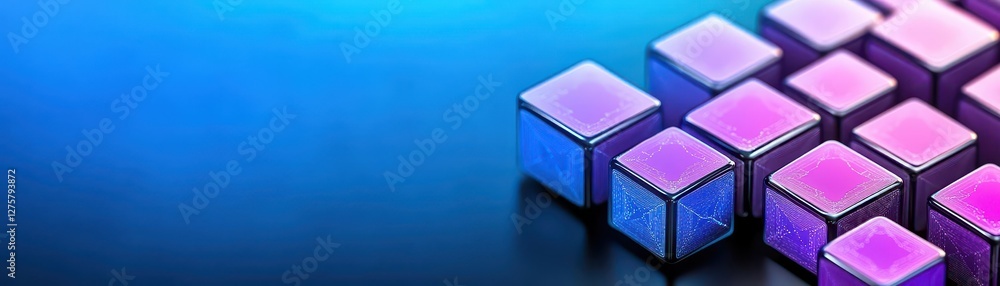 Aufkleber Group of colorful cubes arranged in a playful design on a white background