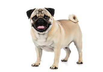 Cream Pug dog, on white background