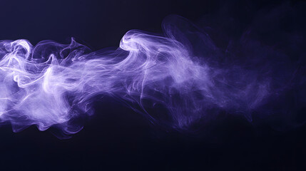 White smoke and purple ink on a black background, the smoke swirls in the air
