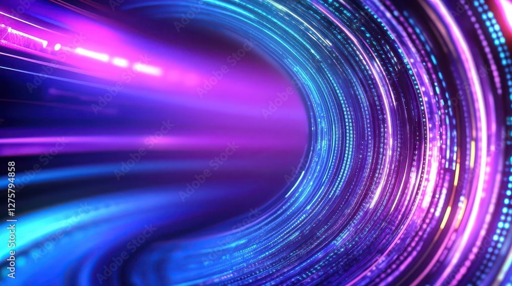 Poster Abstract technology background featuring colorful light rays and dynamic patterns in a digital space