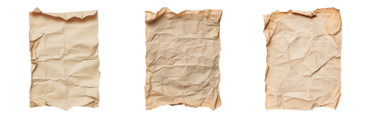 Crumpled Paper Textures for Creative s Isolated on transparent background