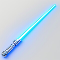 Naklejka premium A futuristic blue lightsaber with a sleek metallic hilt, symbolizing sci-fi adventure. isolated on white background