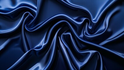 Obraz premium Lustrous Blue Satin Drapes: Immerse yourself in the opulence of draped blue satin, the fabric's luxurious folds and subtle sheen creating an interplay of light and shadow.