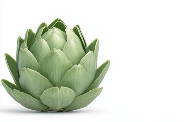 Fototapeta premium Minimalistic shot of a fresh artichoke, placed upright on a clean white background,