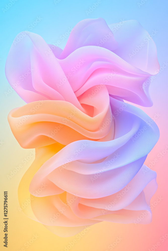Poster a minimal yet captivating pattern of intertwined loops gradually shifting from one radiant hue to