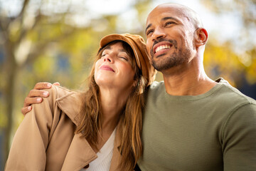 smiling couple enjoying time in the park