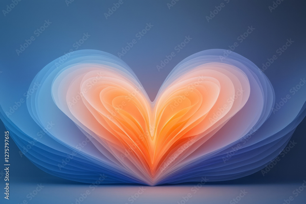 Aufkleber pulsing heart shape at the center of interwoven lines and abstract patterns symbolizing convergent